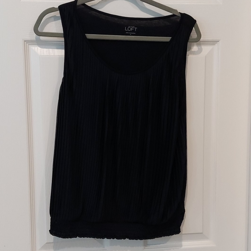 Loft black pleated blouse Mix Media tank top Going Out Top